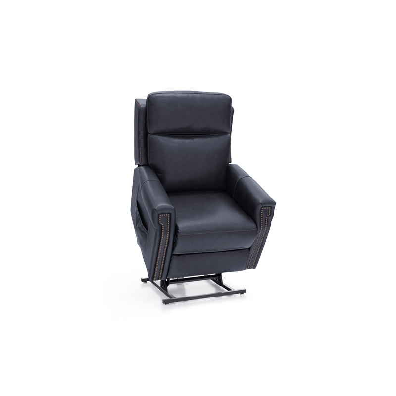 Pemberly Row Leather Power Lift Recliner with Heat in Rainer Ocean