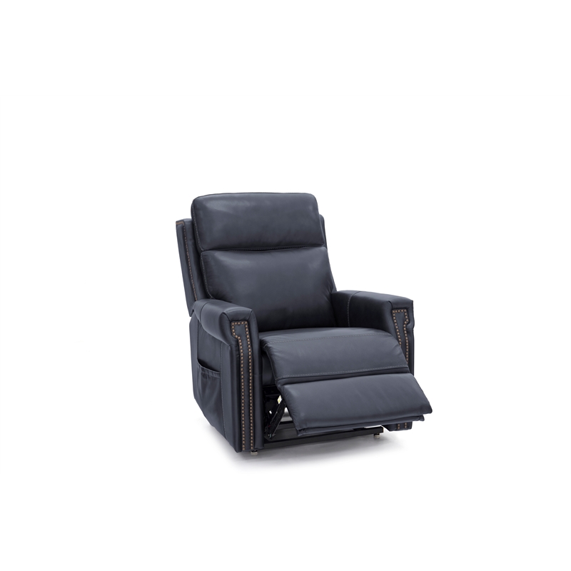 Pemberly Row Leather Power Lift Recliner with Heat in Rainer Ocean