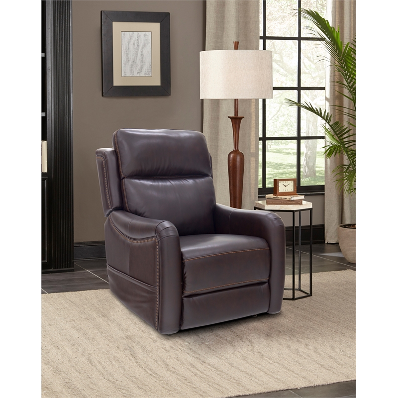 Pemberly Row Leather Power Lift Recliner with Heat in Rainer Walnut