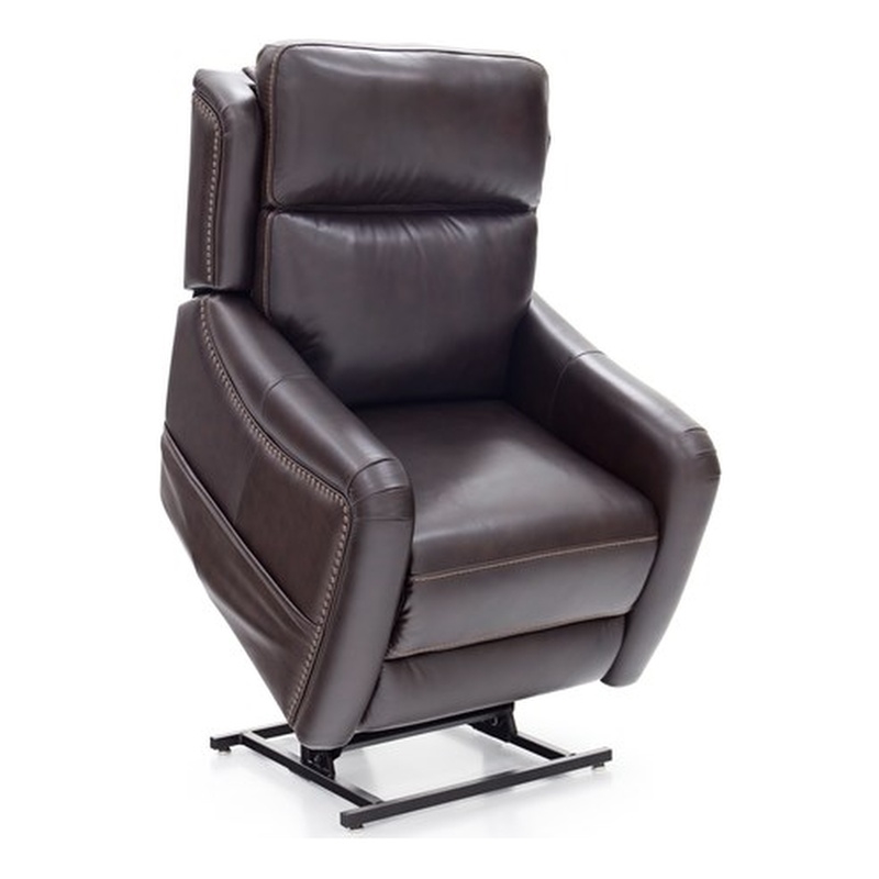 Pemberly Row Leather Power Lift Recliner with Heat in Rainer Walnut