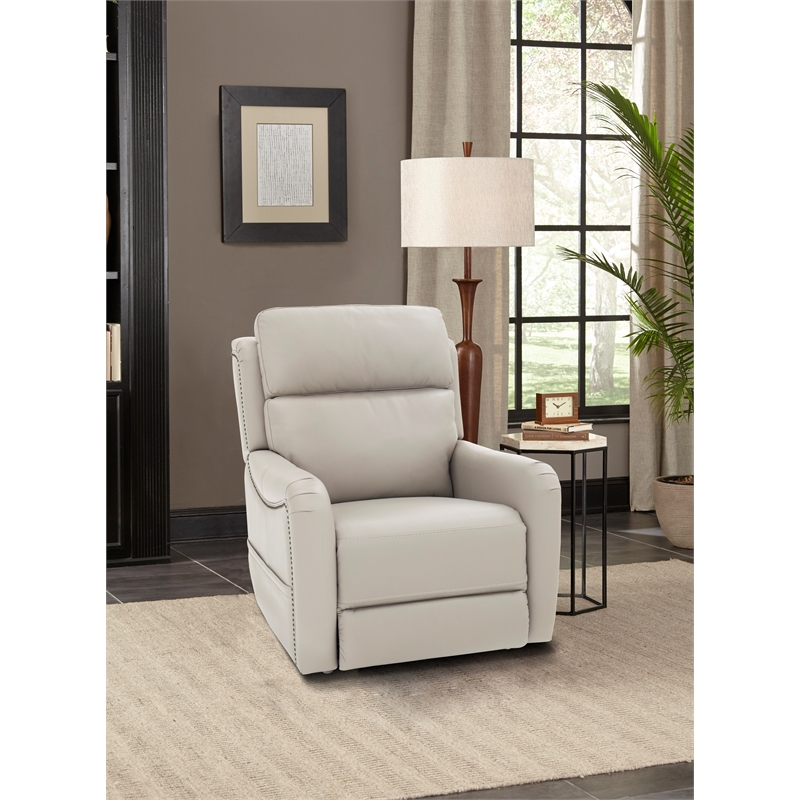 Pemberly Row Leather Power Lift Recliner with Heat in Rainer Dove