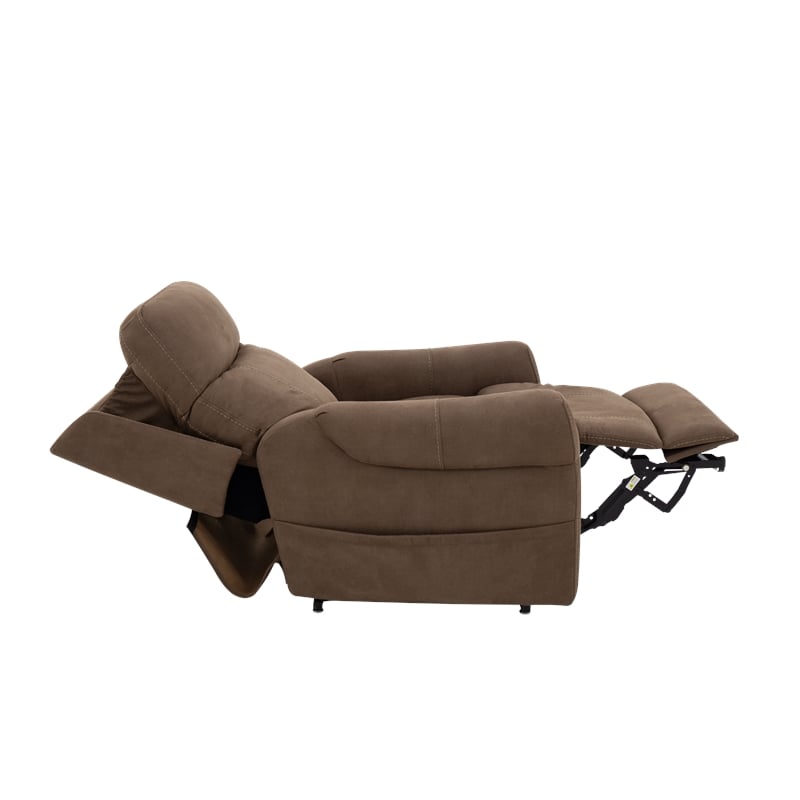 Pemberly Row Fabric Power Lift Recliner with 3 Zone Heat in Stonewash Granite