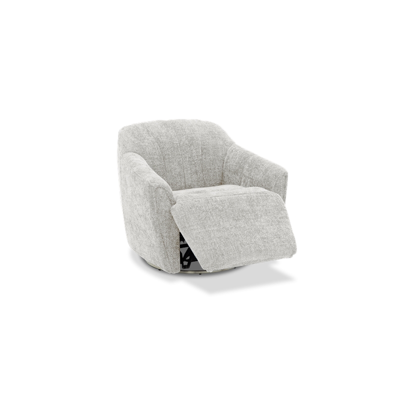 Pemberly Row Polyester Power Swivel Chair with Power Footrest in Maze Dove