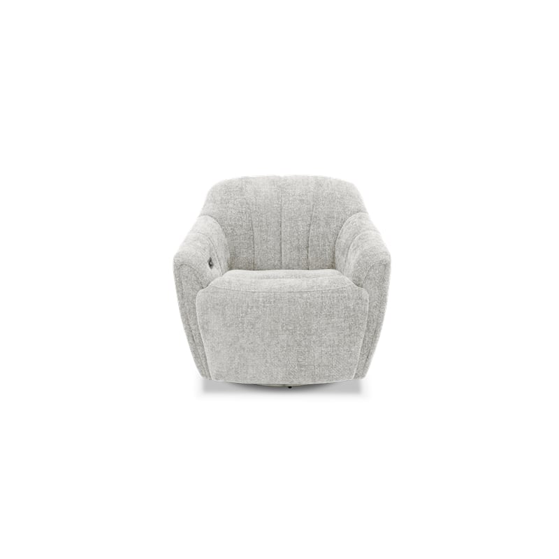 Pemberly Row Polyester Power Swivel Chair with Power Footrest in Maze Dove