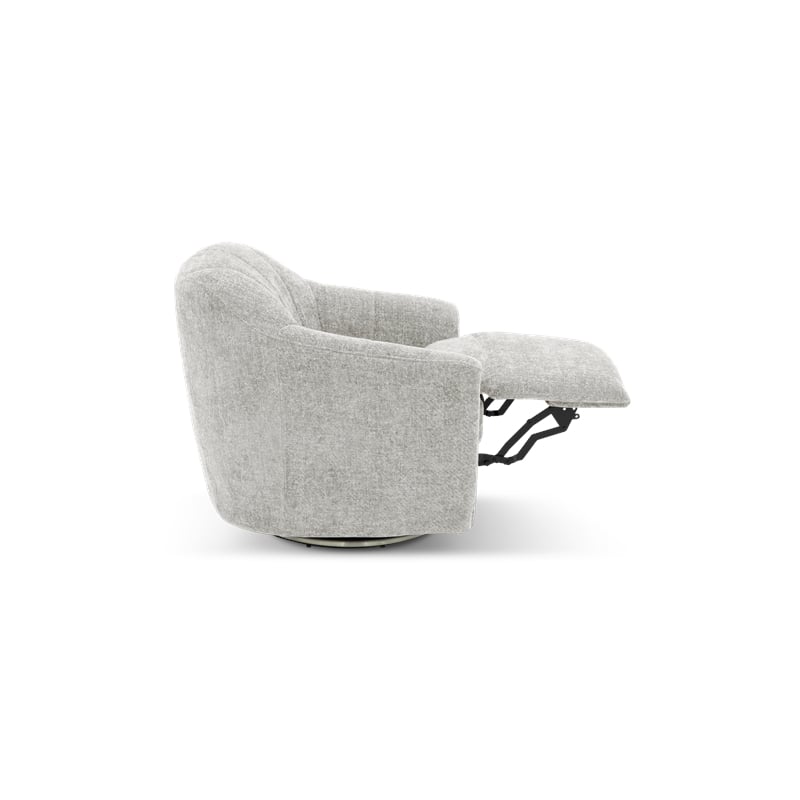 Pemberly Row Polyester Power Swivel Chair with Power Footrest in Maze Dove