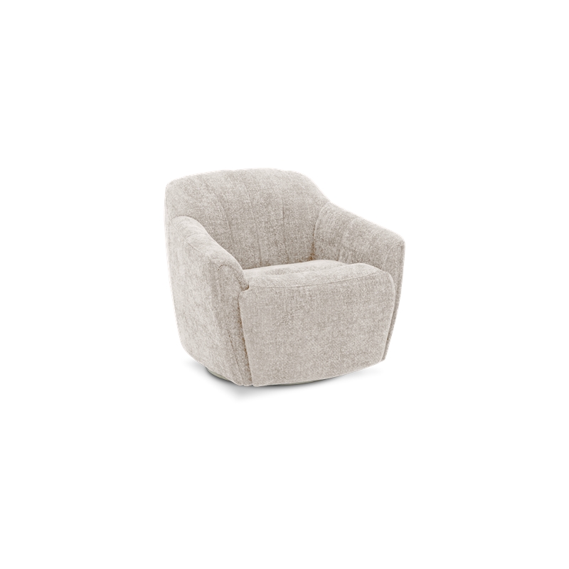 Pemberly Row Polyester Power Swivel Chair with Power Footrest in Maze Tan