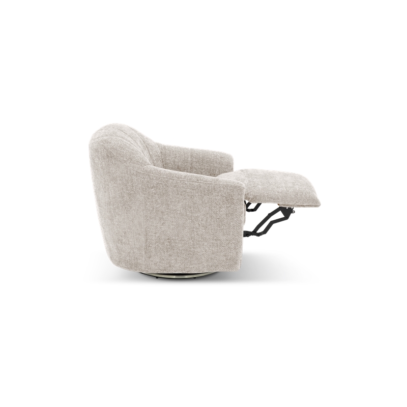 Pemberly Row Polyester Power Swivel Chair with Power Footrest in Maze Tan