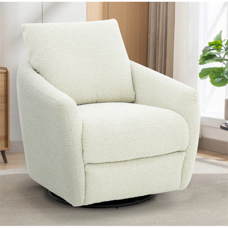 Pemberly Row Polyester Power Swivel Chair with Footrest in Stella Pearl
