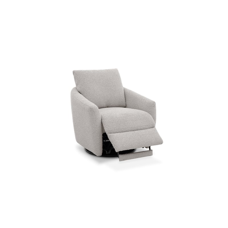 Pemberly Row Polyester Power Swivel Chair with Footrest in Stella Silver