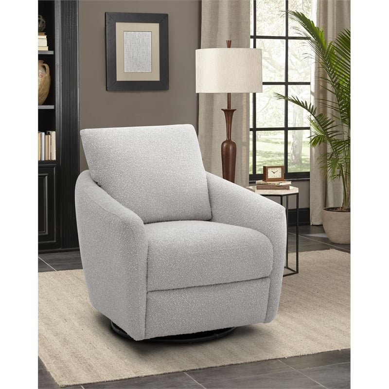 Pemberly Row Polyester Power Swivel Chair with Footrest in Stella Silver