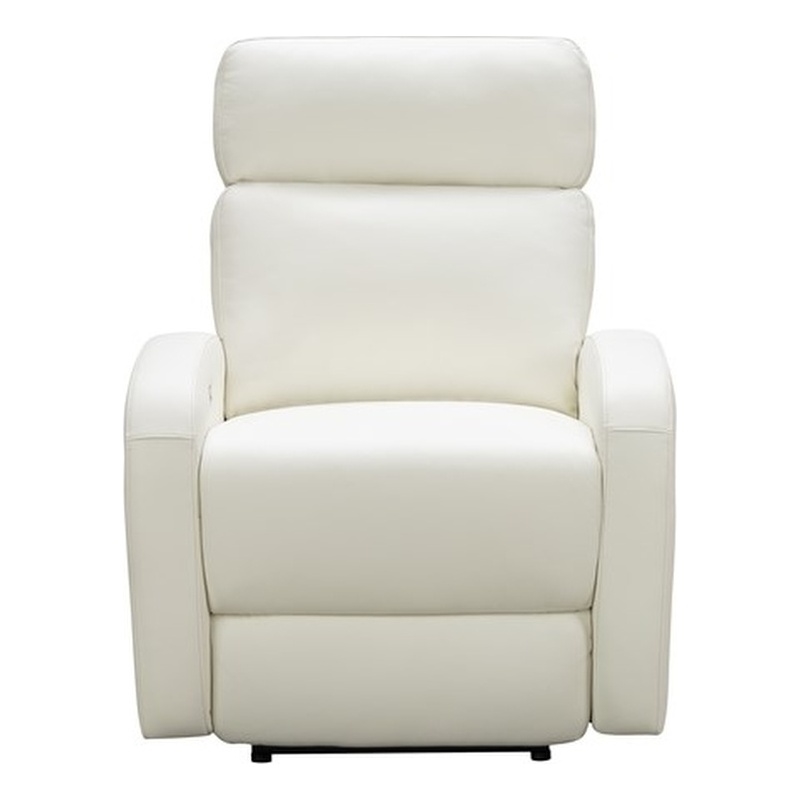 Pemberly Row Top-grain Leather Power Recliner in Enzo Winter White