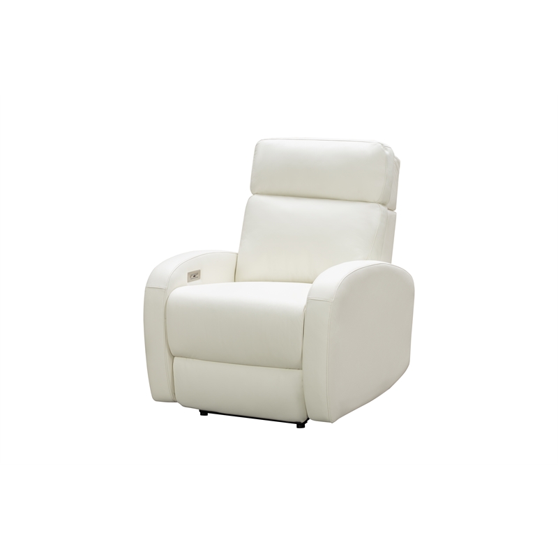 Pemberly Row Top-grain Leather Power Recliner in Enzo Winter White