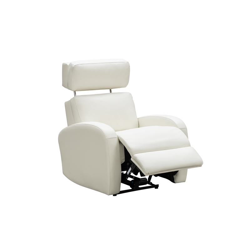 Pemberly Row Top-grain Leather Power Recliner in Enzo Winter White