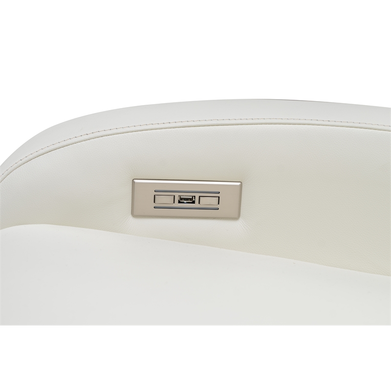 Pemberly Row Top-grain Leather Power Recliner in Enzo Winter White