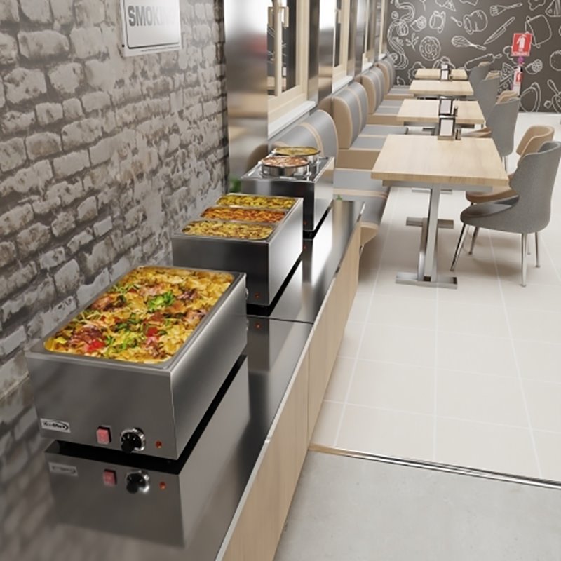 Pemberly Row Bain Marie Countertop Stainless Steel Food Warmer in Silver