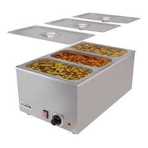 Pemberly Row Bain Marie Countertop Stainless Steel Food Warmer in Silver