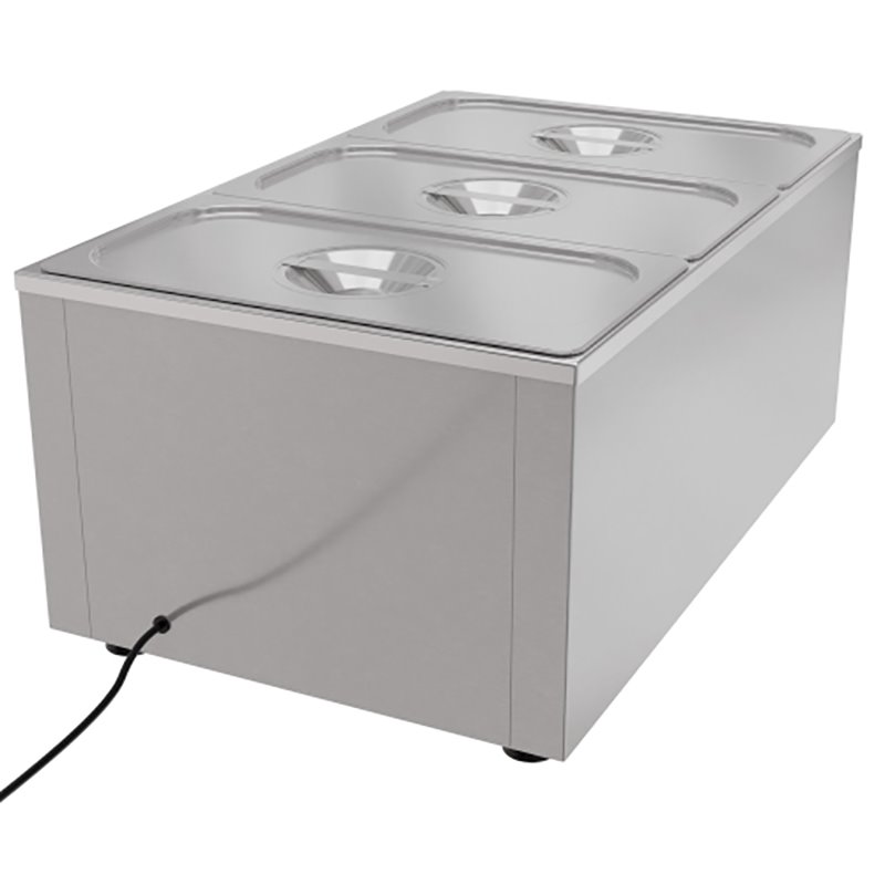 Pemberly Row Bain Marie Countertop Stainless Steel Food Warmer in Silver