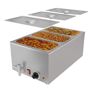 Pemberly Row Bain Marie Countertop Stainless Steel Food Warmer in Silver