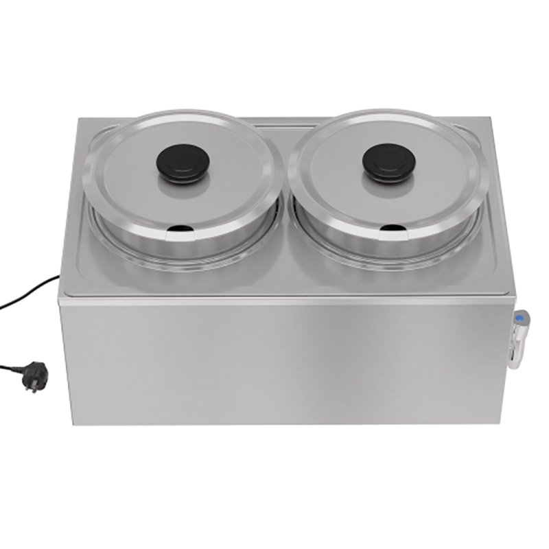 Pemberly Row Bain Marie Countertop Stainless Steel Food Warmer in Silver
