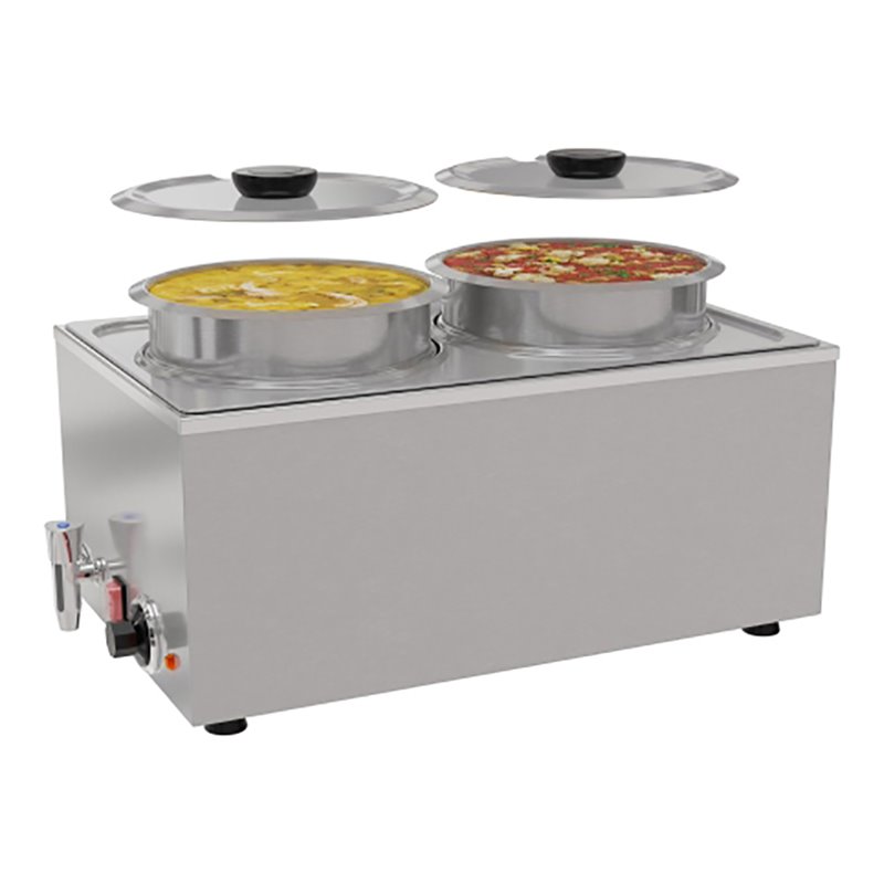 Pemberly Row Bain Marie Countertop Stainless Steel Food Warmer in Silver