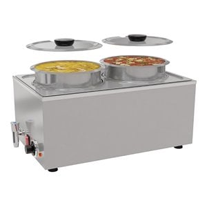Pemberly Row Bain Marie Countertop Stainless Steel Food Warmer in Silver