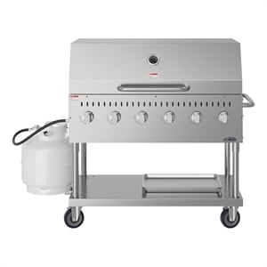Pemberly Row 48&quot Commercial Outdoor Propane Gas Grill with Roll Dome Cover