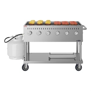 Pemberly Row 48&quot Commercial Mobile Outdoor Grill Stainless Steel