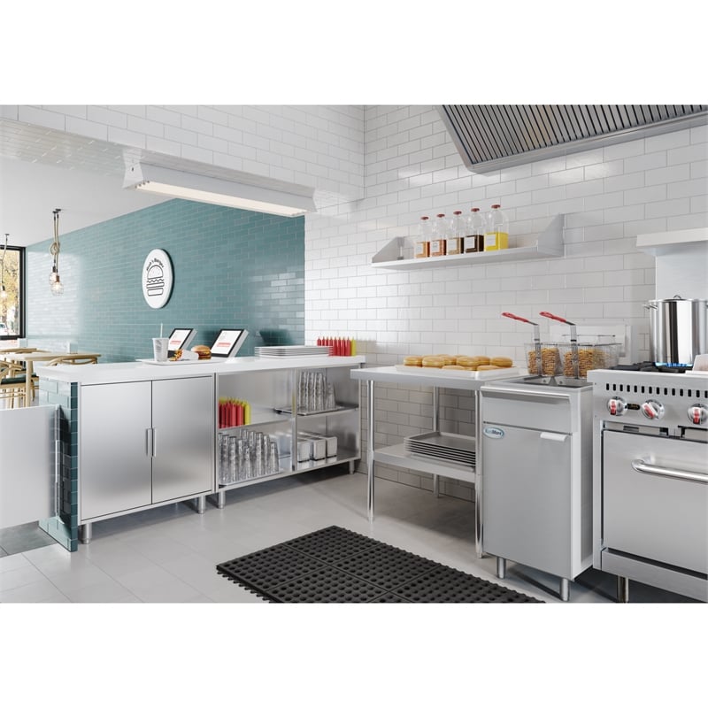 Pemberly Row Steel 40lb Floor Natural Gas Commercial Fryer with 90000 BTUs