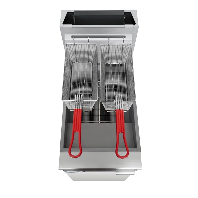 Pemberly Row Steel 40lb Floor Natural Gas Commercial Fryer with 90000 BTUs