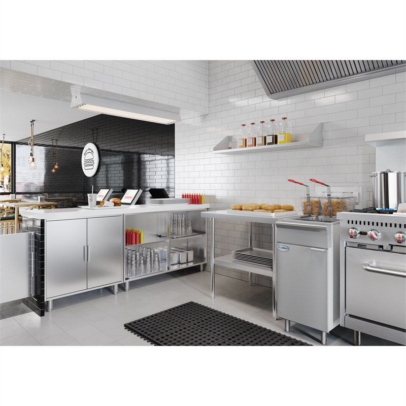 Pemberly Row Steel 50lb Floor Liquid Propane Commercial Fryer with 120000 BTUs