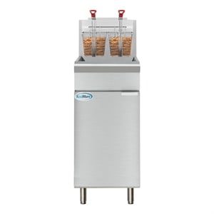 Pemberly Row Steel 50lb Floor Liquid Propane Commercial Fryer with 120000 BTUs