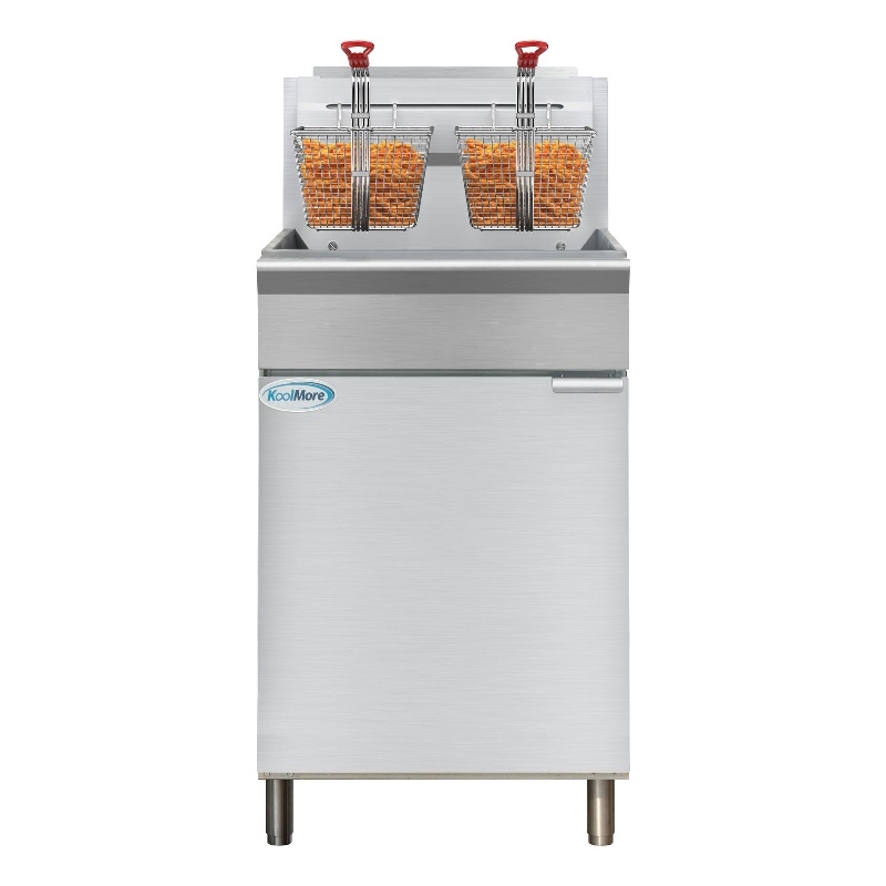 Pemberly Row Steel 75lb Floor Natural Gas Commercial Fryer with 150000 BTUs