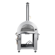 Pemberly Row 32-inch Outdoor Gas and Wood Fired Pizza Oven in Stainless Steel