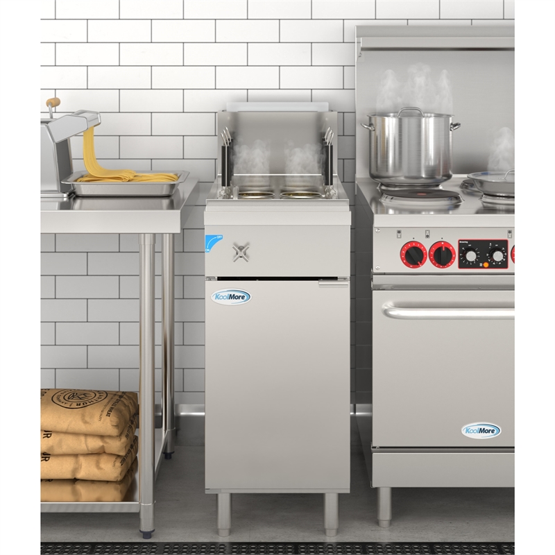 Pemberly Row Commercial 11 Gallon Natural Gas Steel Pasta Cooker with 70000 BTUs