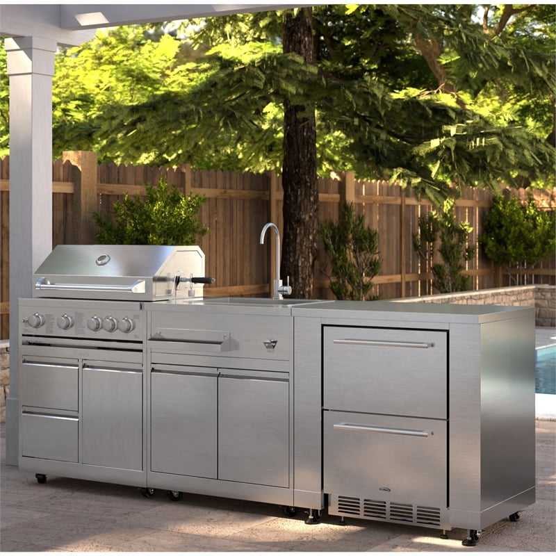 Pemberly Row Outdoor Kitchen Series Modular Kitchen in Stainless Steel