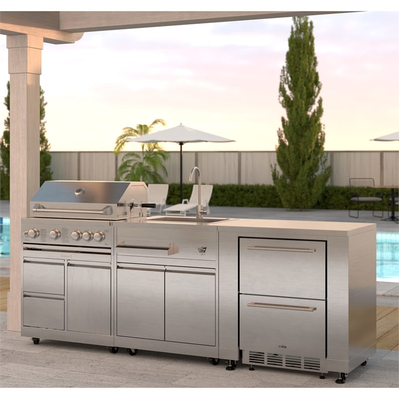 Pemberly Row Outdoor Kitchen Series Modular Kitchen in Stainless Steel