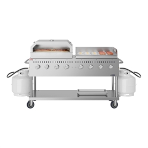 Pemberly Row Steel 60&quot 8-Burner Commercial Outdoor Propane Gas Grill