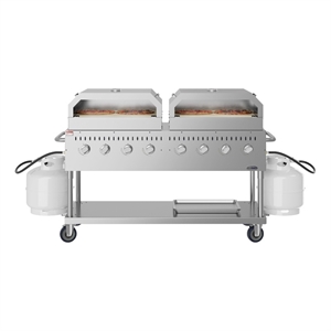 Pemberly Row Steel 60&quot 8-Burner Commercial Outdoor Propane Gas Grill