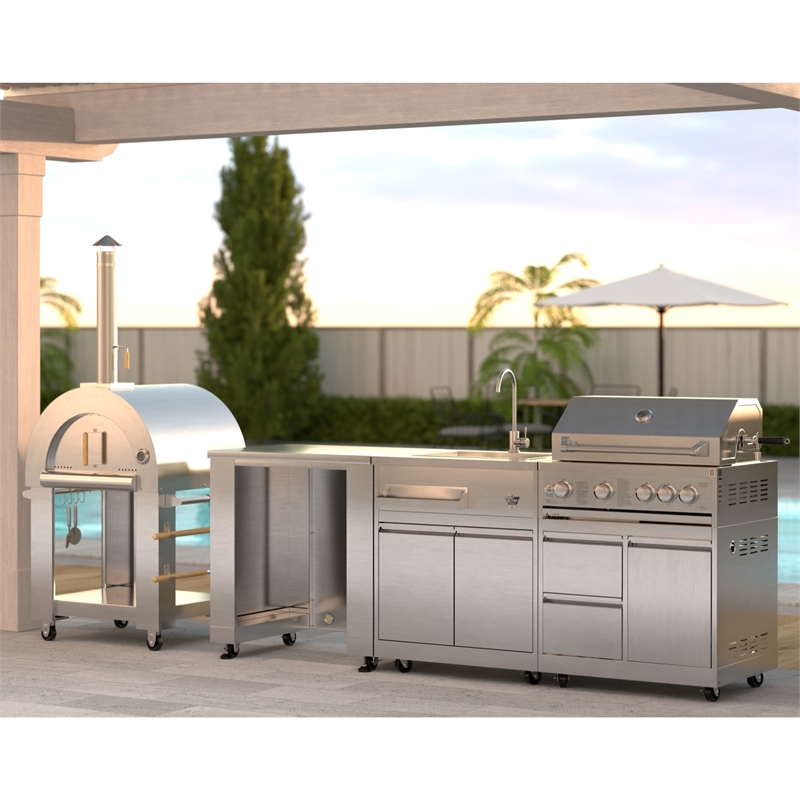 Pemberly Row Outdoor Kitchen Series Modular Kitchen in Stainless Steel
