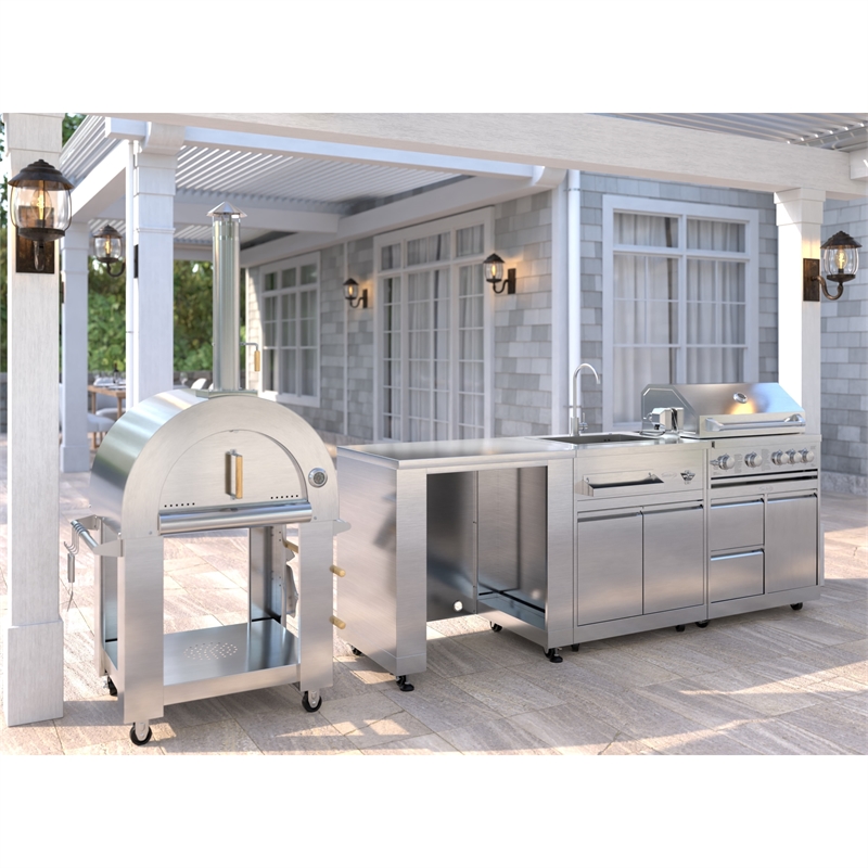 Pemberly Row Outdoor Kitchen Series Modular Kitchen in Stainless Steel