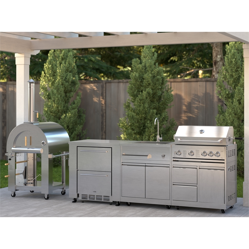 Pemberly Row Outdoor Kitchen Series Modular Kitchen in Stainless Steel