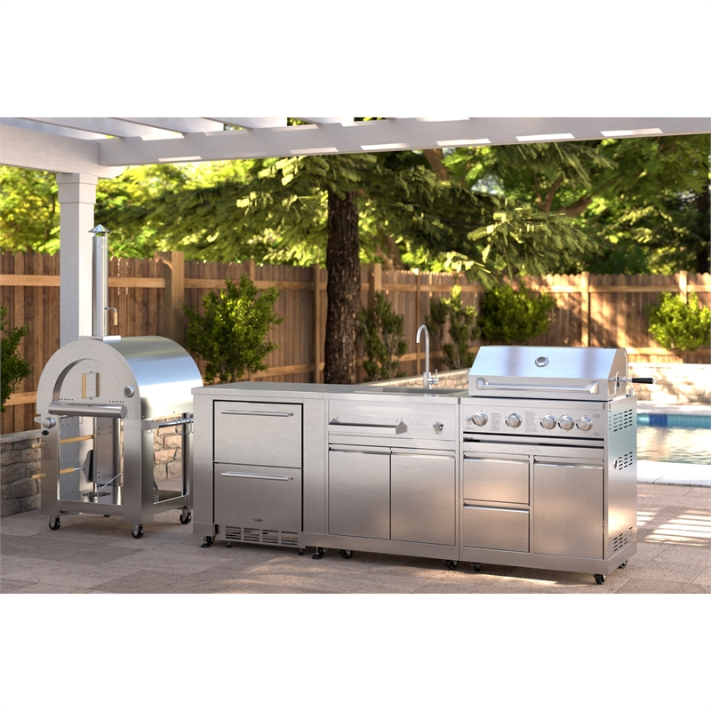 Pemberly Row Outdoor Kitchen Series Modular Kitchen in Stainless Steel