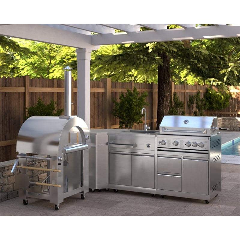 Pemberly Row Outdoor Kitchen Series Modular Kitchen in Stainless Steel