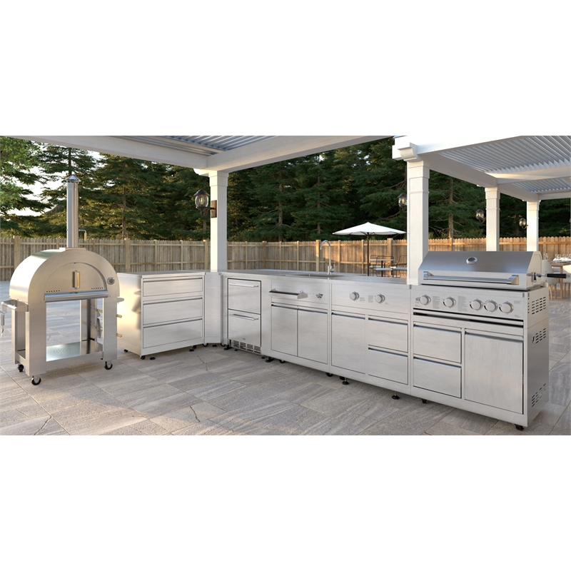 Pemberly Row Outdoor Kitchen Series Modular Kitchen in Stainless Steel