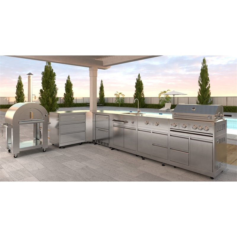 Pemberly Row Outdoor Kitchen Series Modular Kitchen in Stainless Steel