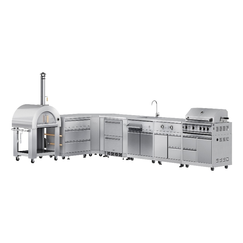 Pemberly Row Outdoor Kitchen Series Modular Kitchen in Stainless Steel