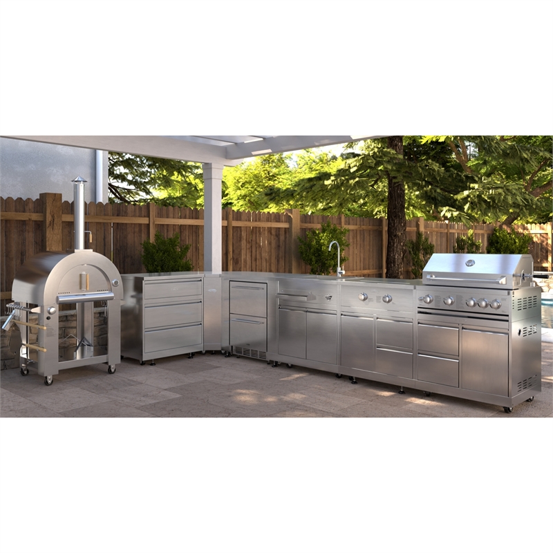 Pemberly Row Outdoor Kitchen Series Modular Kitchen in Stainless Steel