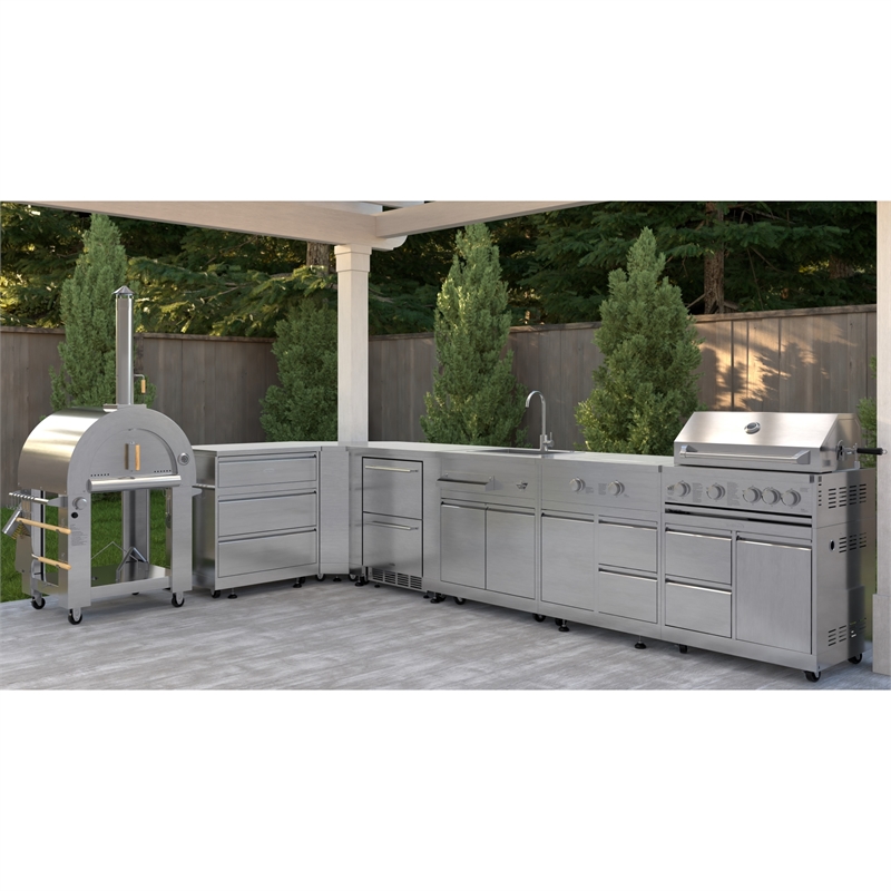 Pemberly Row Outdoor Kitchen Series Modular Kitchen in Stainless Steel