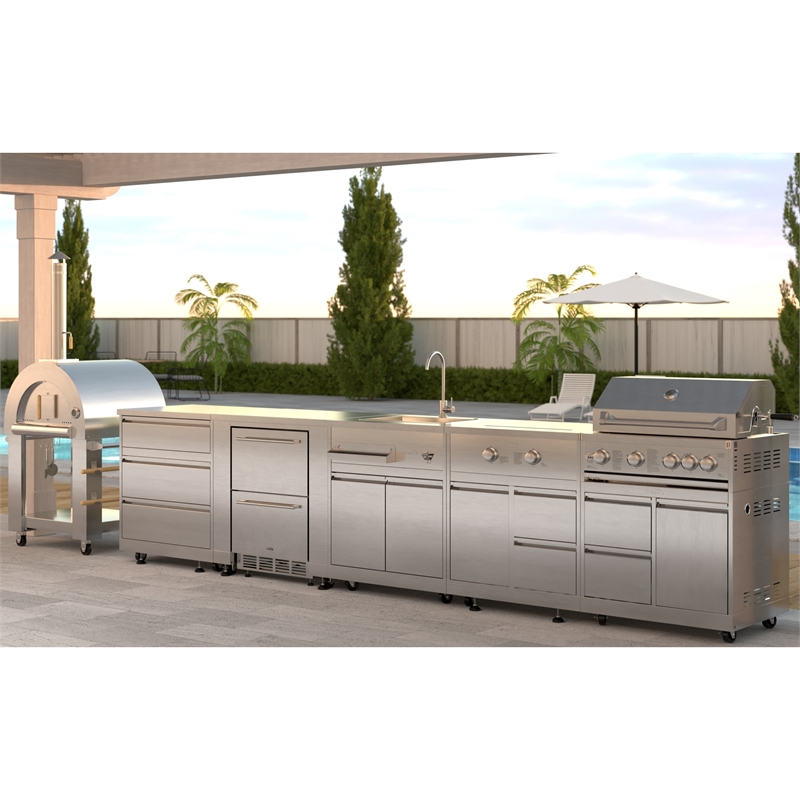 Pemberly Row Outdoor Kitchen Series Modular Kitchen in Stainless Steel