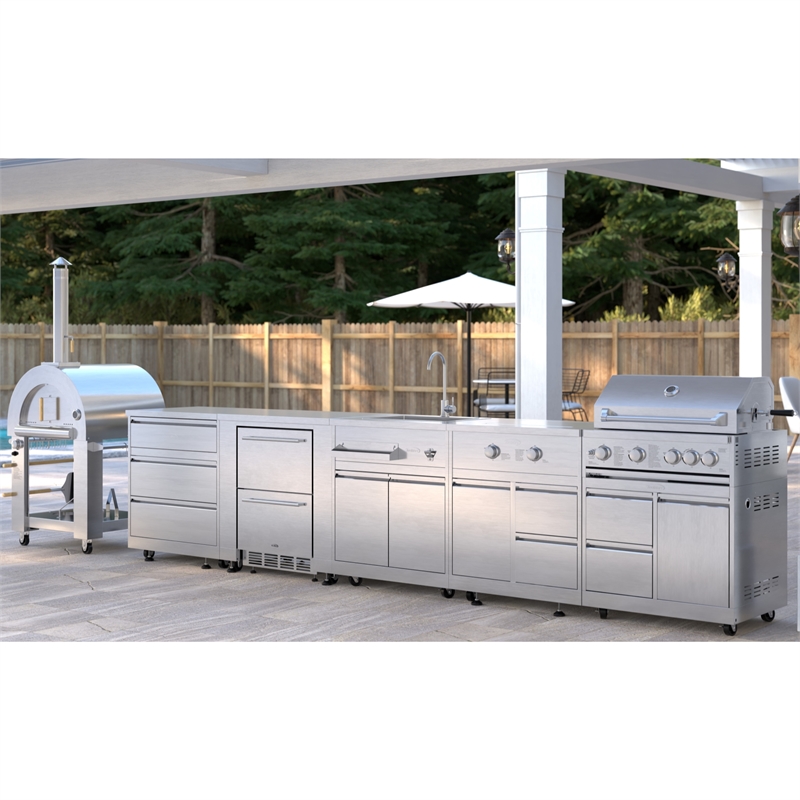Pemberly Row Outdoor Kitchen Series Modular Kitchen in Stainless Steel